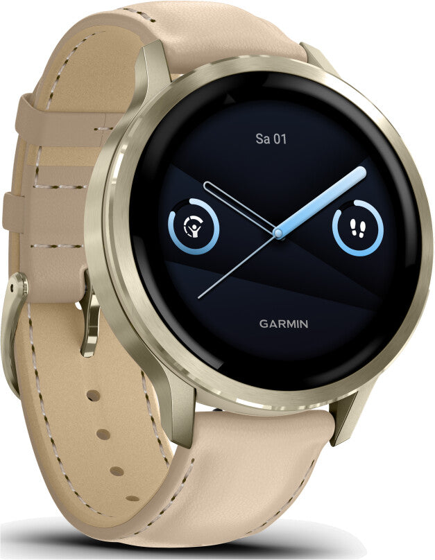 Garmin Venu 4 41mm Lunargold/Heller Sand Leder-Armband