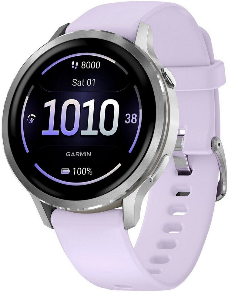 Garmin Venu 4 41mm Silber/Lavendelblau Silikon-Armband