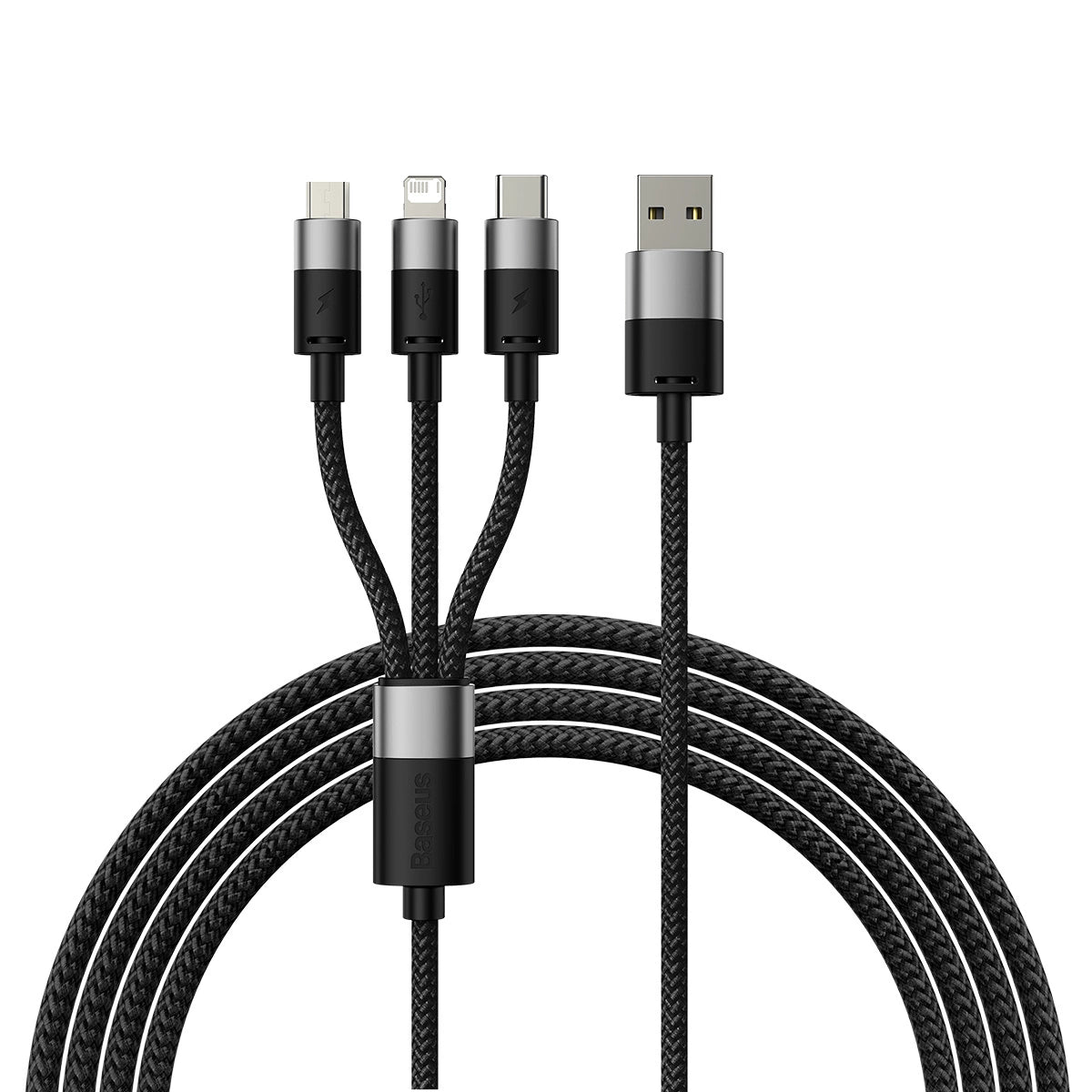 3in1 USB - Micro-USB / Lightning / USB C 3,5A 1,2m Kabel Baseus StarSpeed - schwarz
