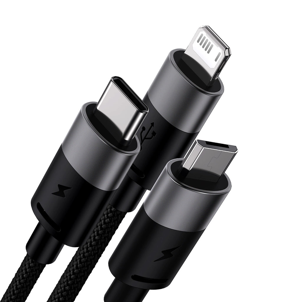 3in1 USB - Micro-USB / Lightning / USB C 3,5A 1,2m Kabel Baseus StarSpeed - schwarz