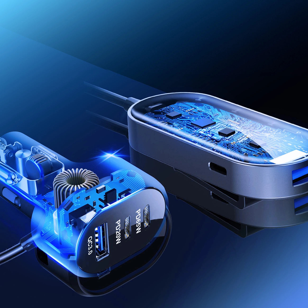 3mk Doppel-Autoladegerät 135W PD QC PPS USB-C USB-A - Schwarz