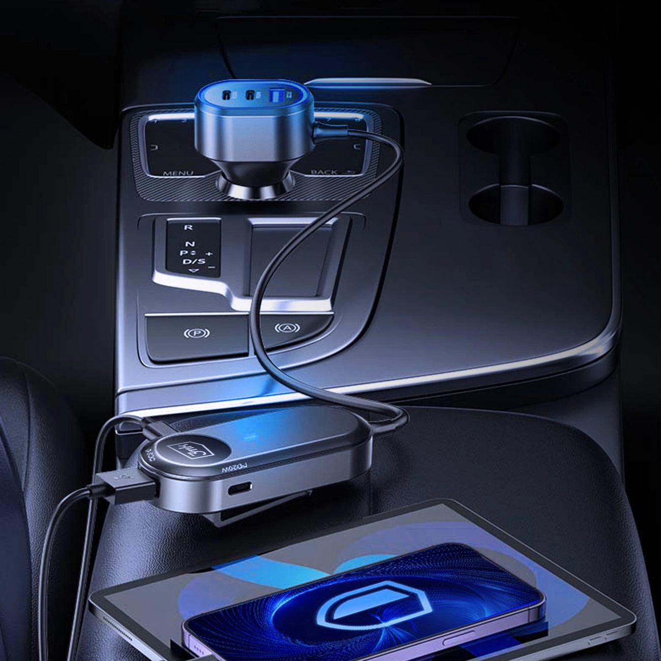 3mk Doppel-Autoladegerät 135W PD QC PPS USB-C USB-A - Schwarz