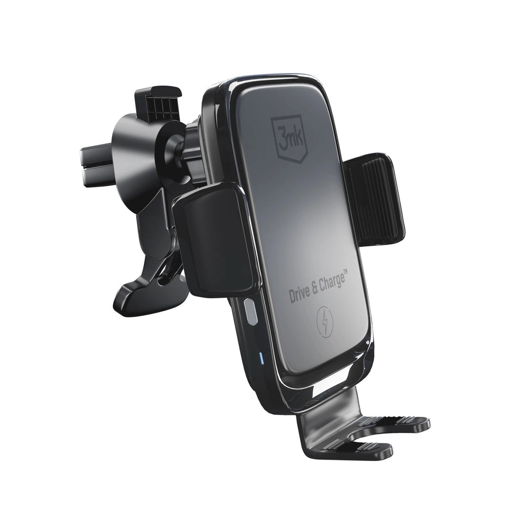 3mk Drive & Charge Autotelefonhalterung für Kühlergrill/Fenster/Cockpit mit induktivem Ladegerät – Schwarz