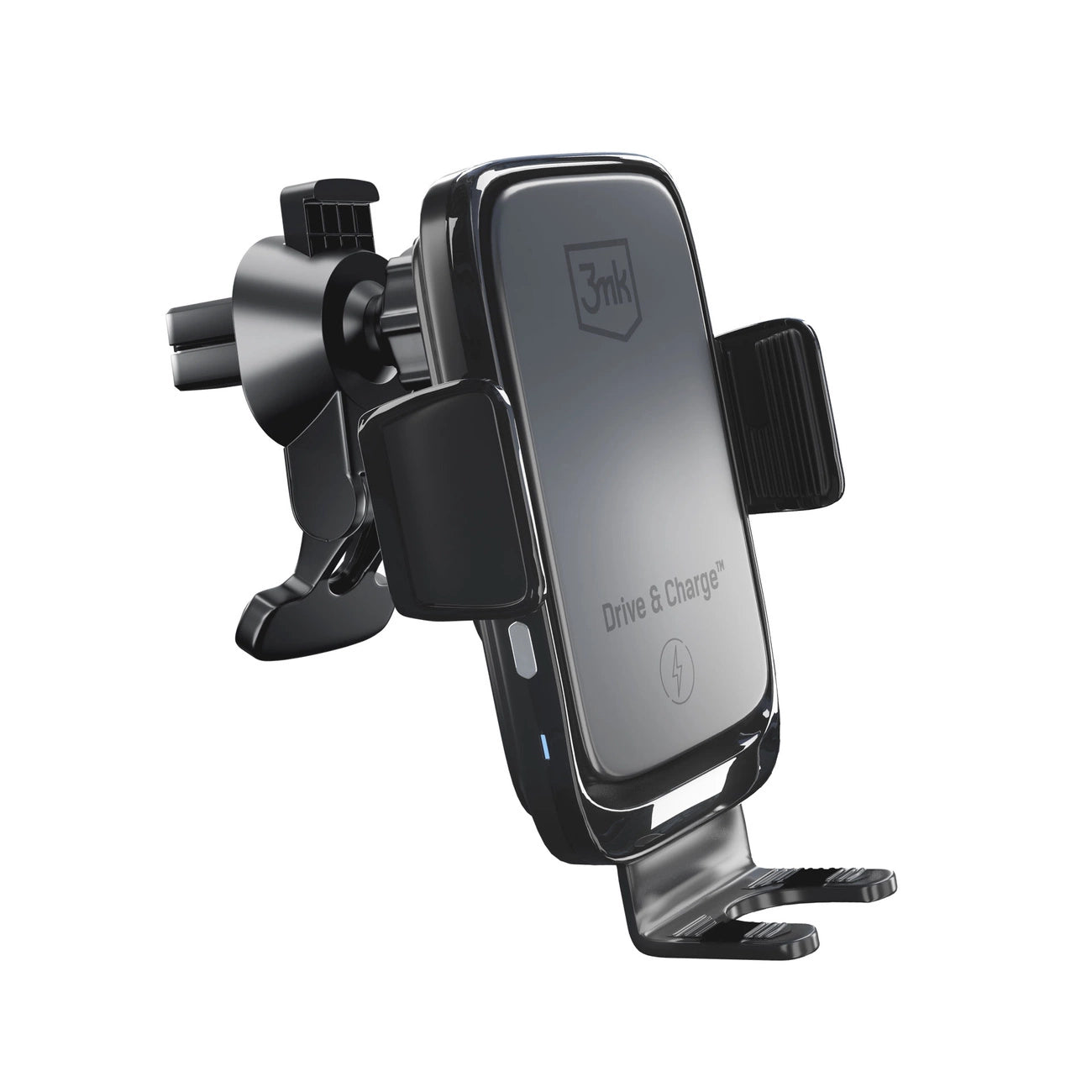 3mk Drive & Charge Autotelefonhalterung für Kühlergrill/Fenster/Cockpit mit induktivem Ladegerät – Schwarz