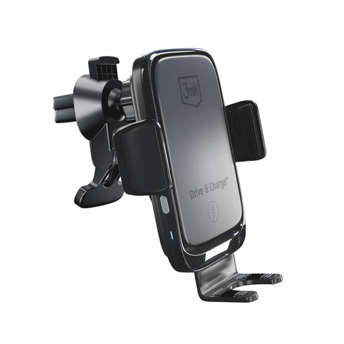 3mk Drive & Charge Autotelefonhalterung für Kühlergrill/Fenster/Cockpit mit induktivem Ladegerät – Schwarz