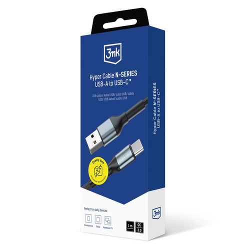 3mk Hyper Cable 3mk Hyper Cable N-SERIE USB-A / USB-C 1m 9V/2A 18W QC 3.0 / schwarz