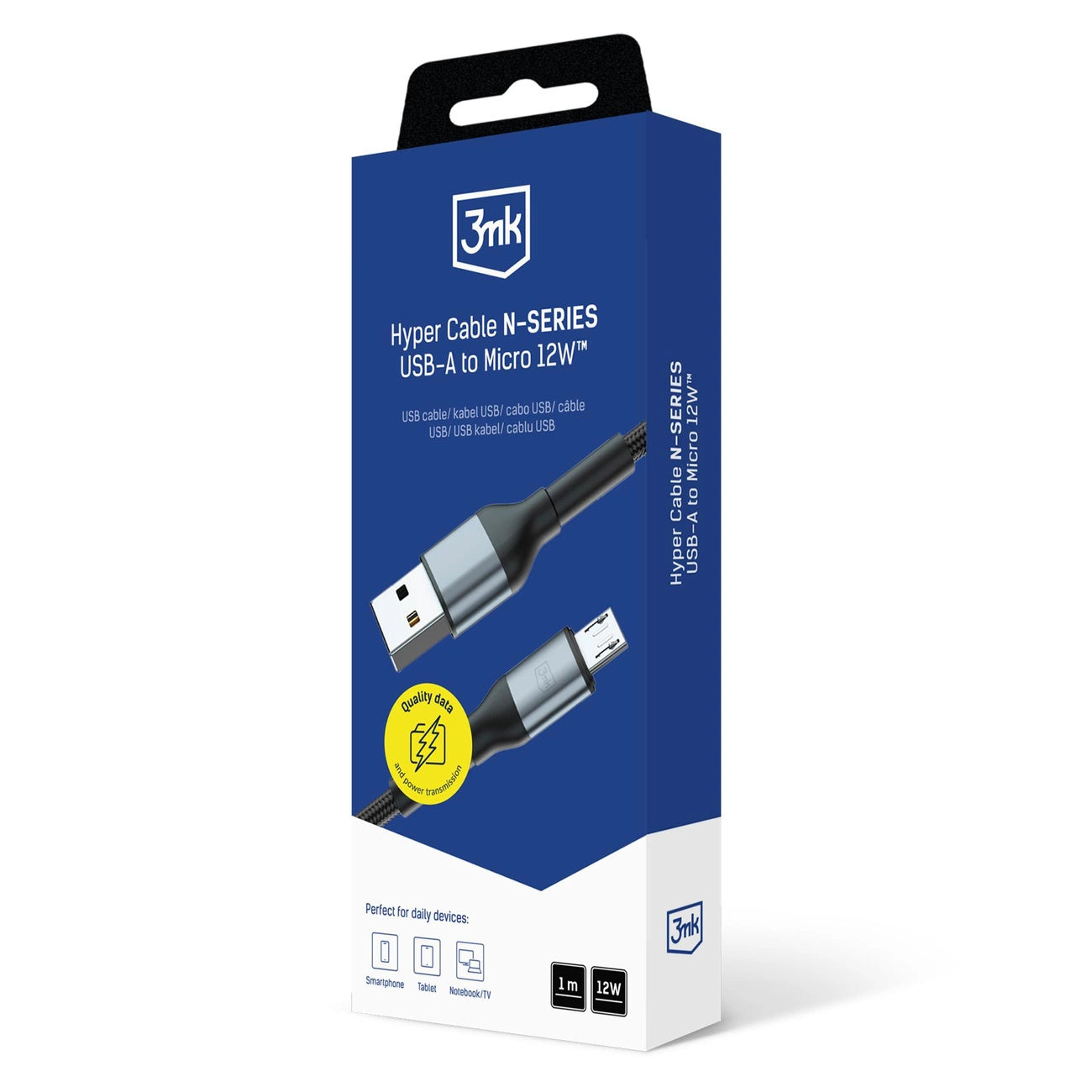 3mk Hyper Cable N-SERIES USB-A / MicroUSB 1m 5V/2,4A 12W / schwarz
