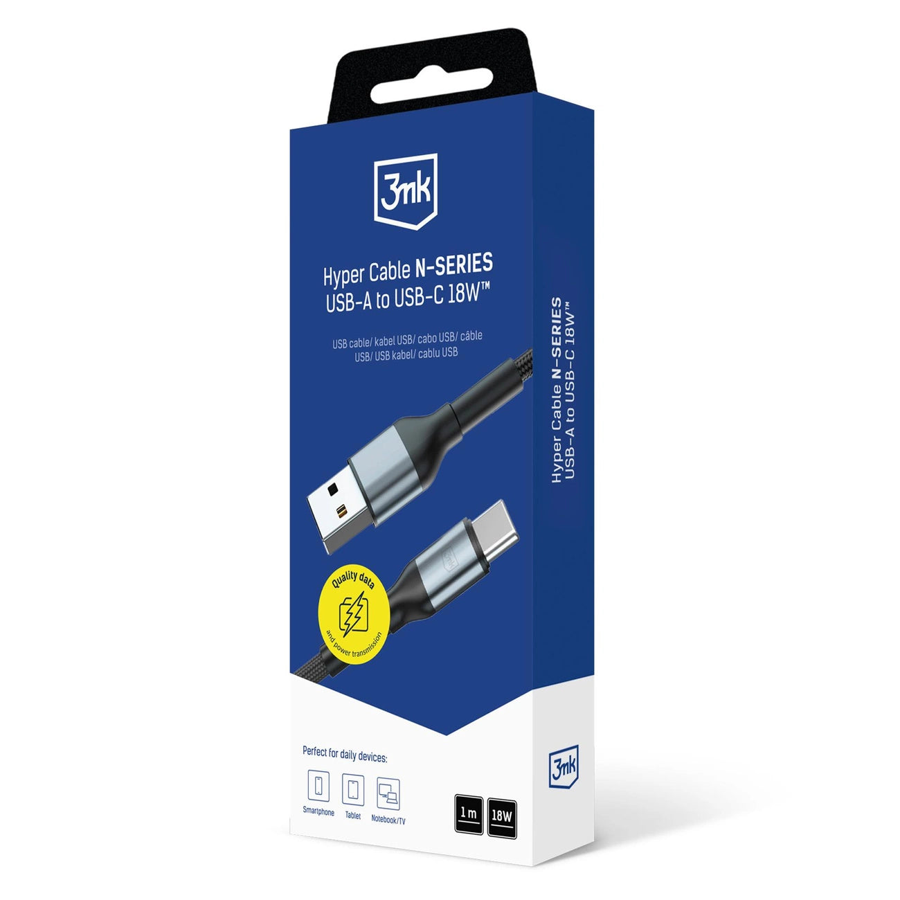 3mk Hyper Cable N-SERIES USB-A / USB-C 1m 9V/2A 18W / schwarz