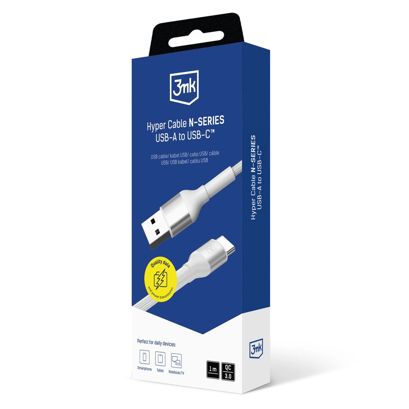 3mk Hyper Cable N-SERIES USB-A / USB-C 1m 9V/2A 18W / weiß