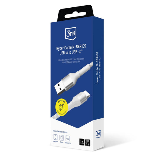 3mk Hyper Cable N-SERIES USB-A / USB-C 1m 9V/2A 18W / weiß