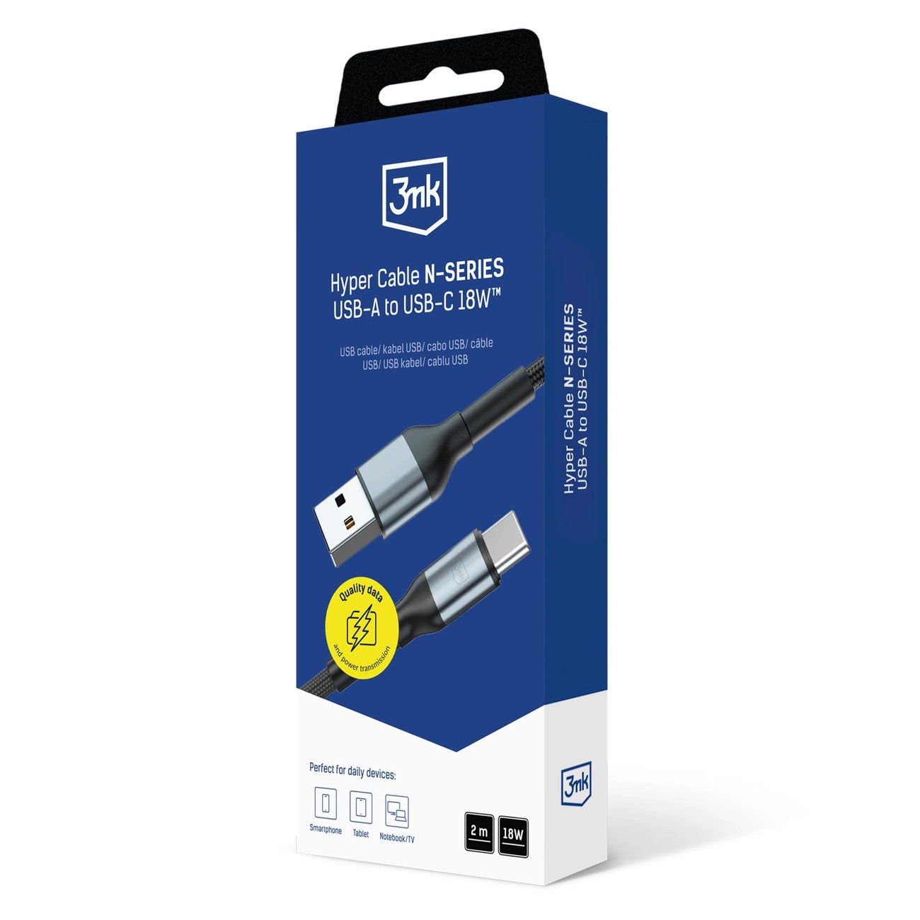 3mk Hyper Cable N-SERIES USB-A / USB-C 2m 9V/2A 18W / schwarz