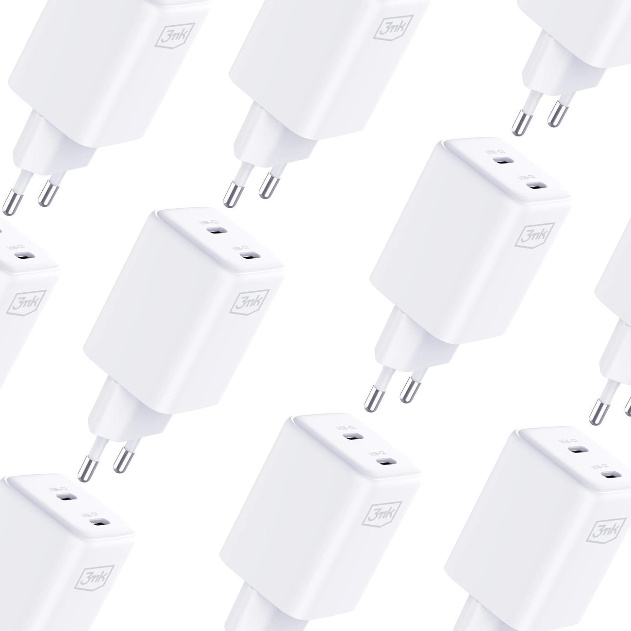 3mk Hyper Charger PD 45W QC4+ PPS 2C Super-Fast Charge 2.0 Wandladegerät - Weiß