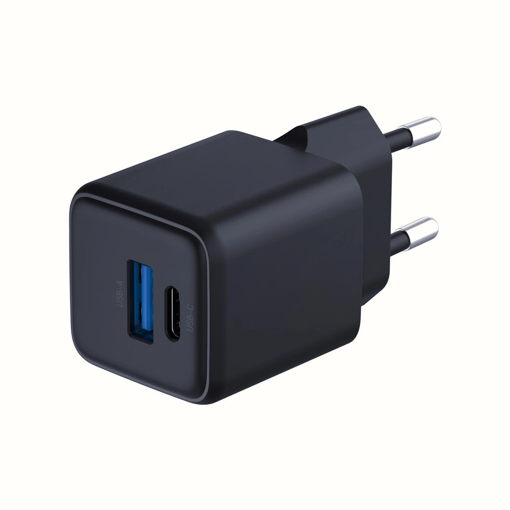 3mk Hyper GaN Ladegerät 20W QC4+ PD PPS USB-C USB-A Wandladegerät - Schwarz