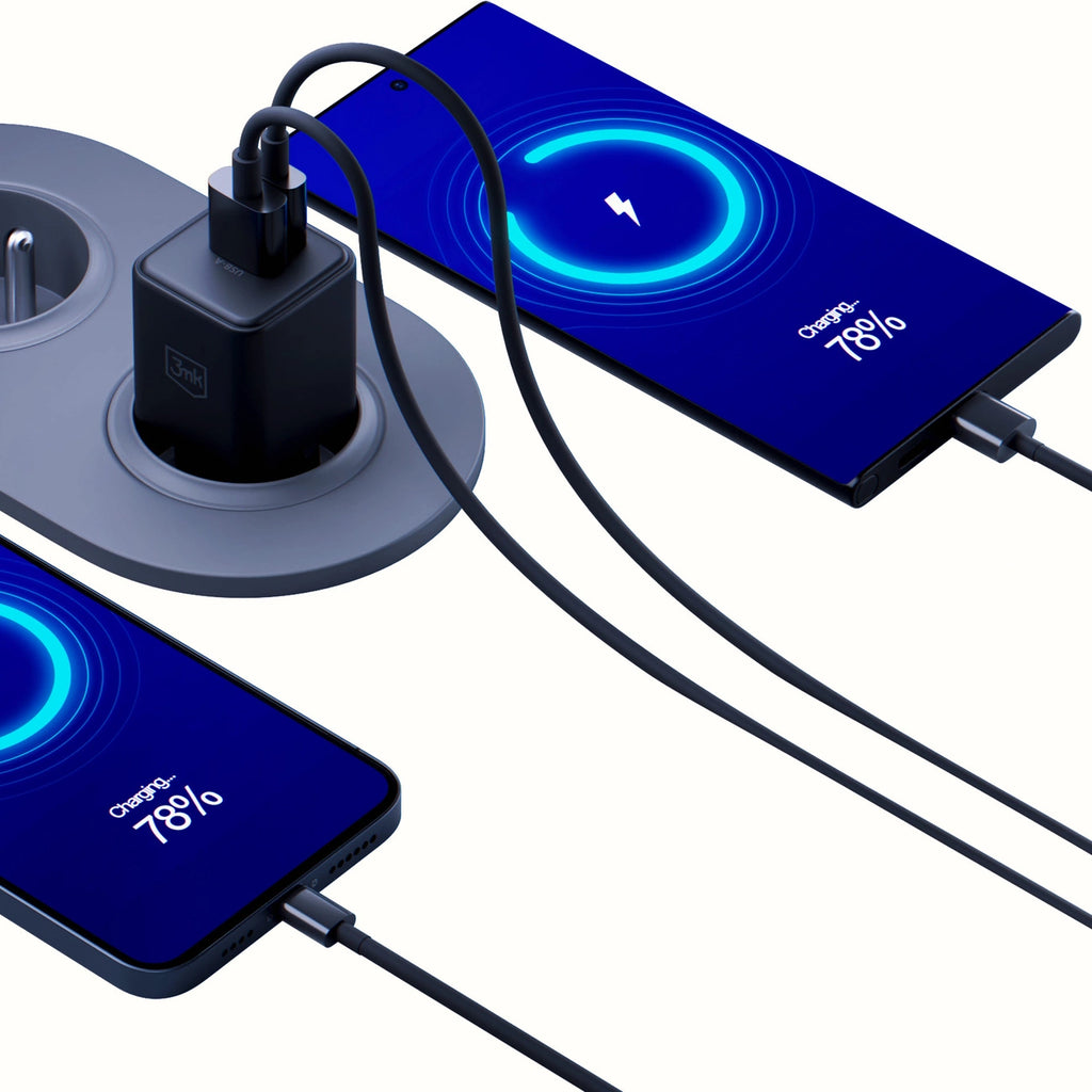 3mk Hyper GaN Ladegerät 20W QC4+ PD PPS USB-C USB-A Wandladegerät - Schwarz