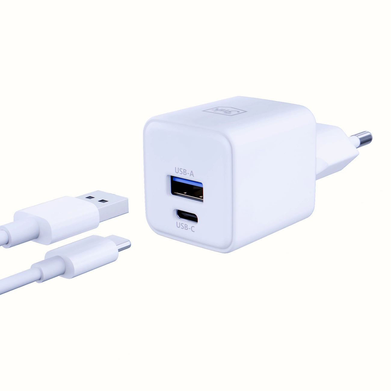 3mk Hyper GaN Ladegerät 20W QC4+ PD PPS USB-C USB-A Wandladegerät - Weiß
