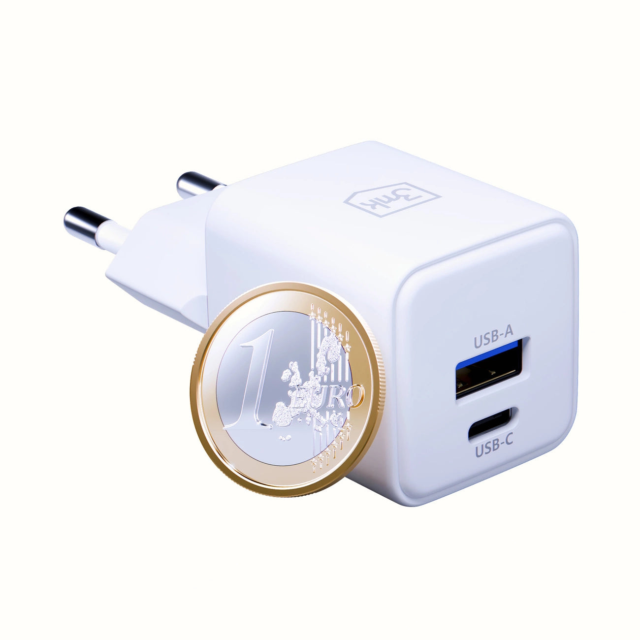 3mk Hyper GaN Ladegerät 20W QC4+ PD PPS USB-C USB-A Wandladegerät - Weiß