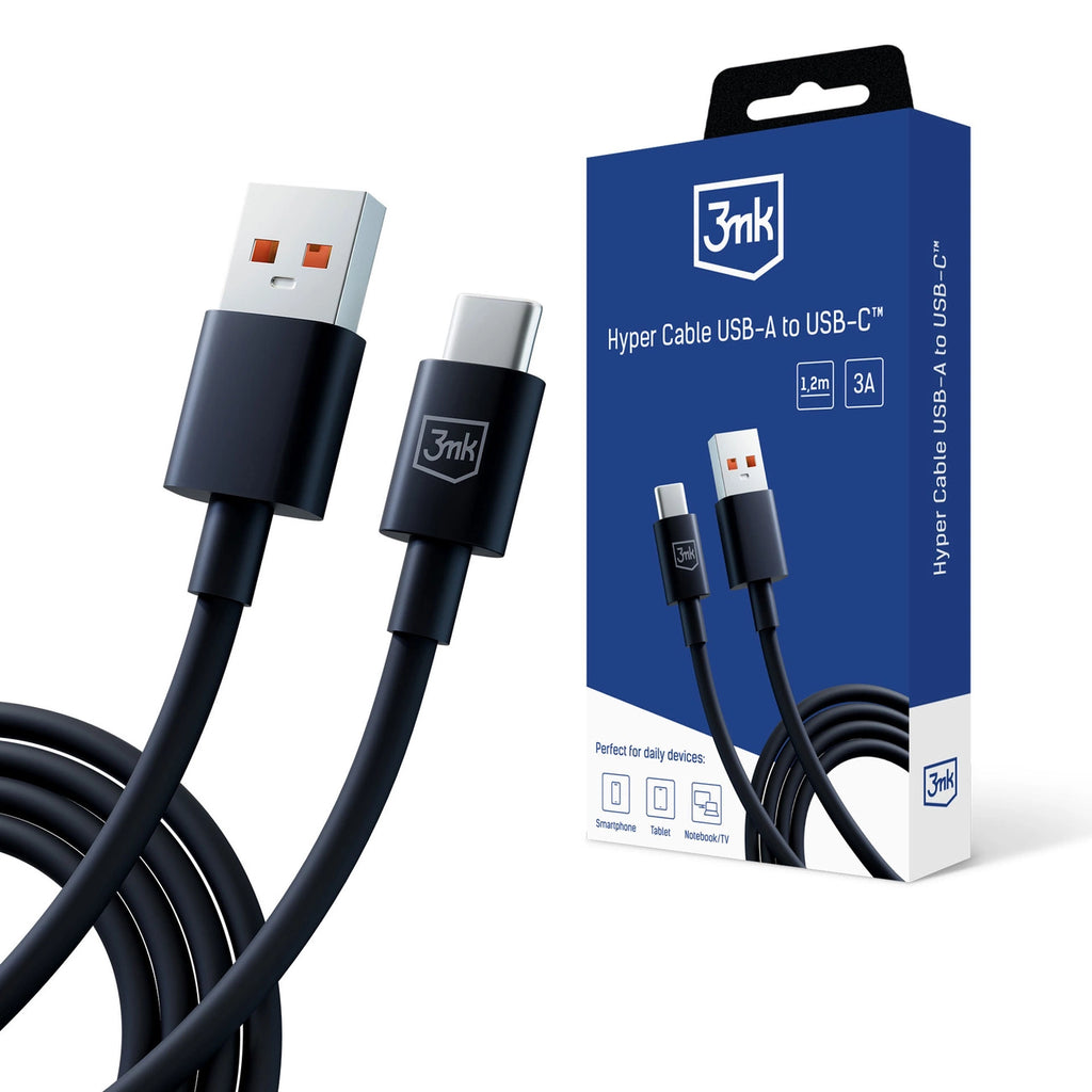 3mk Hyper Kabel USB-A / USB-C 1,2 m 5 A - schwarz