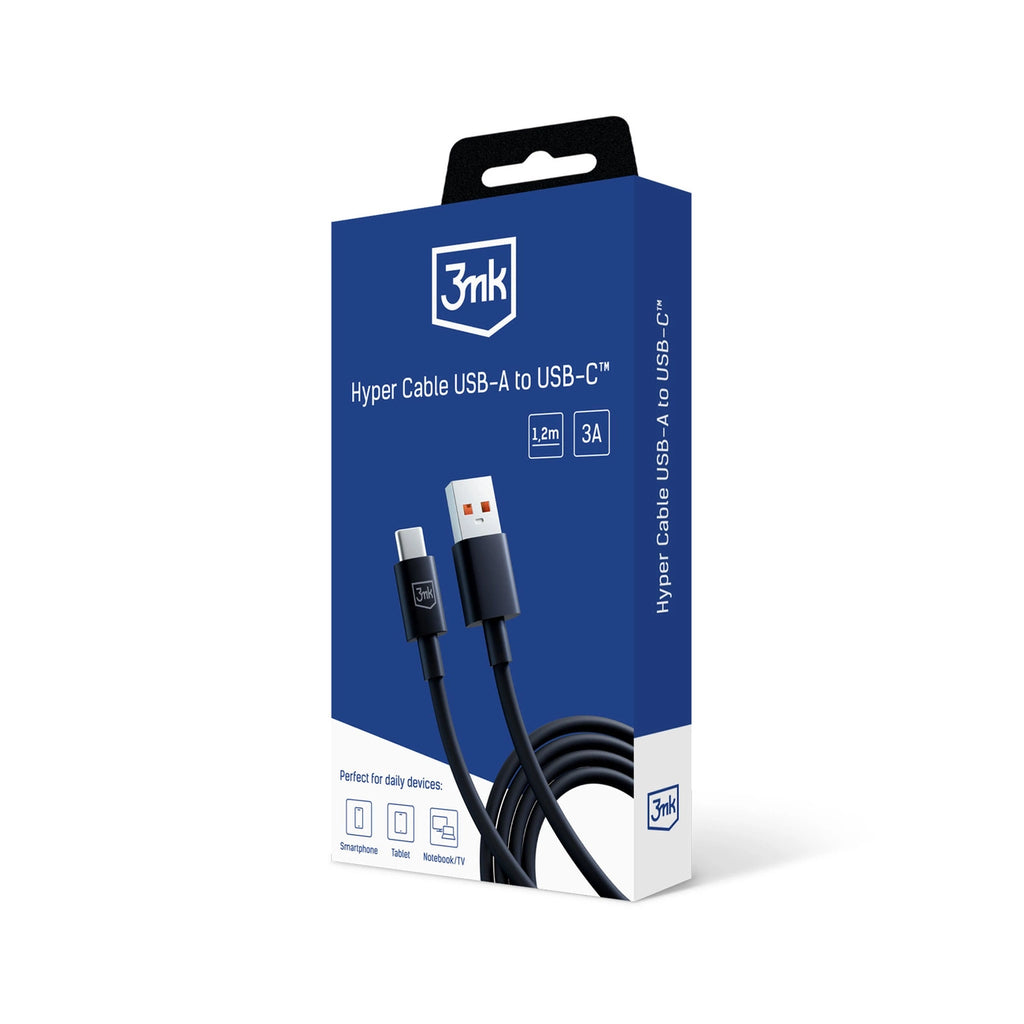 3mk Hyper Kabel USB-A / USB-C 1,2 m 5 A - schwarz