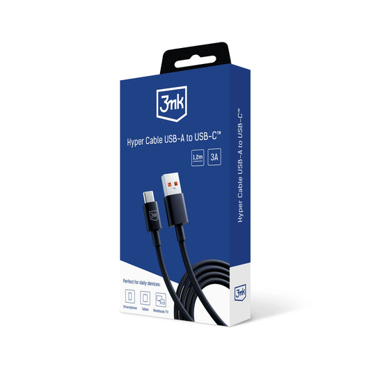 3mk Hyper Kabel USB-A / USB-C 1,2 m 5 A - schwarz