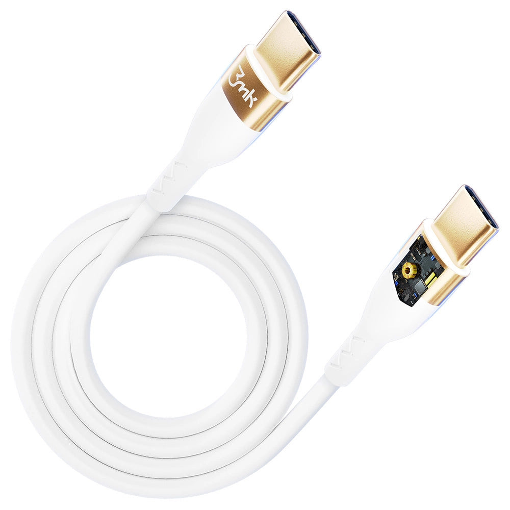 3mk Hyper Silikonkabel USB-C / USB-C 100W 2m - weiß