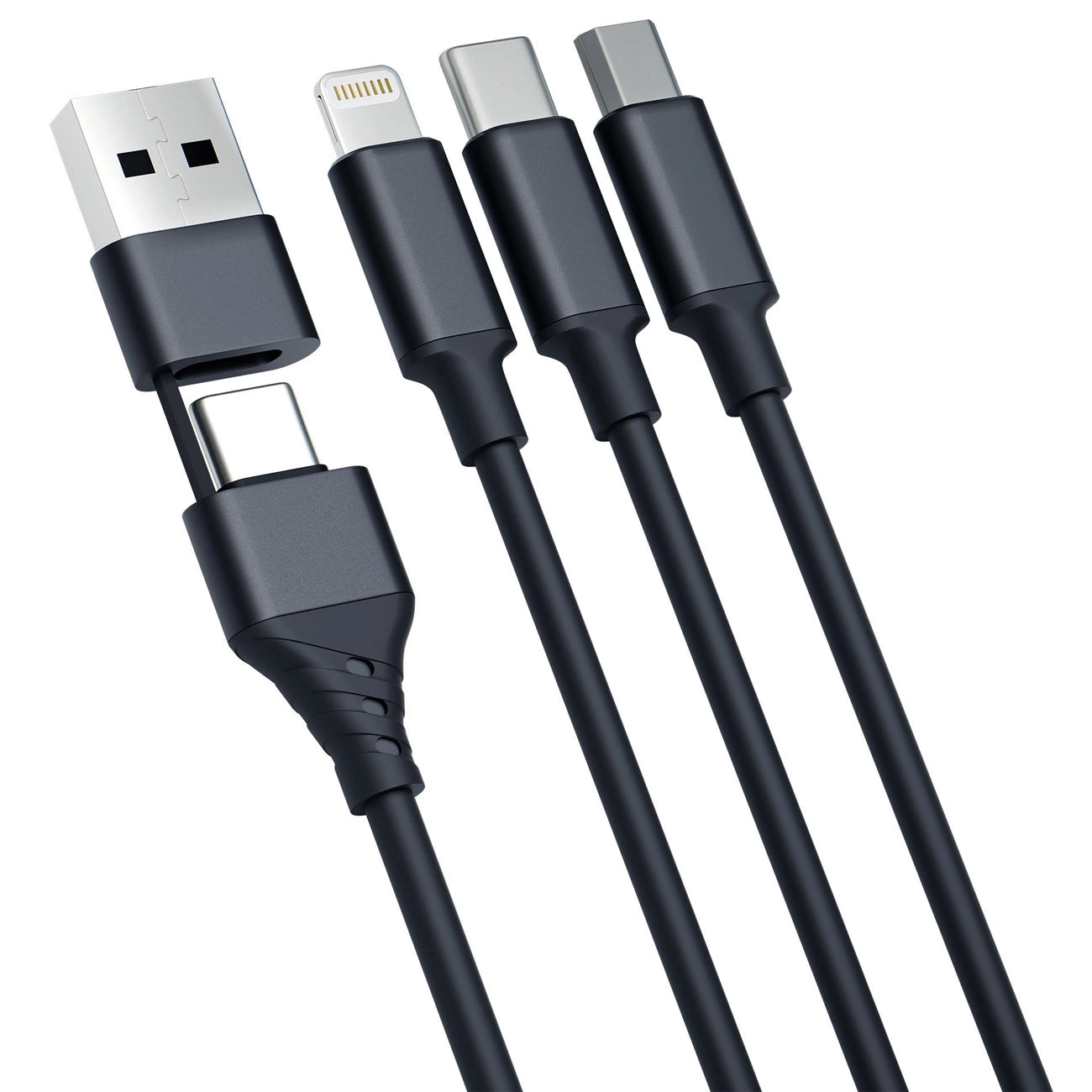 3mk Hyperkabel 3in1 USB-A – USB-C / USB-C – Micro-USB – Lightning 1,5 m – Schwarz