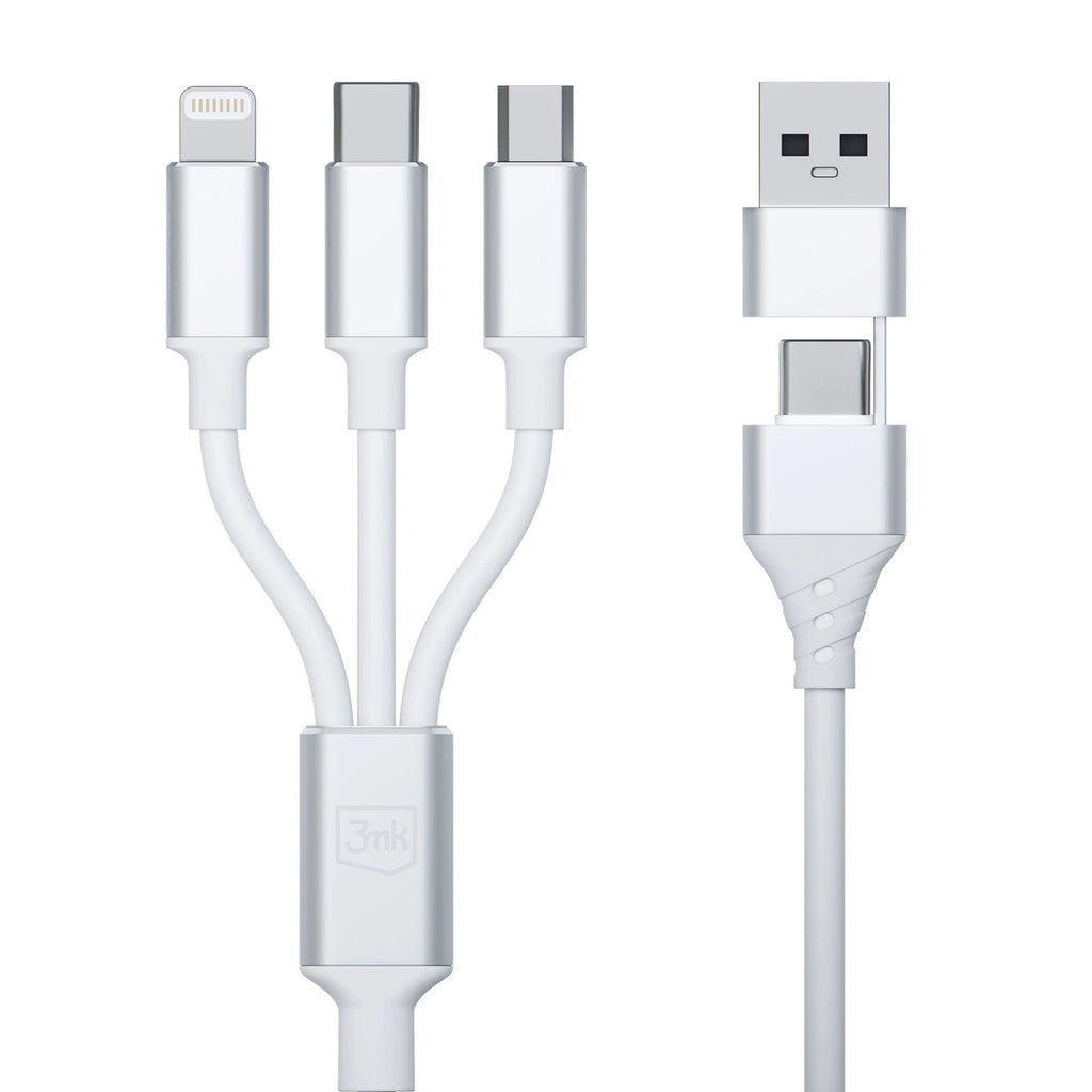 3mk Hyperkabel 3in1 USB-A – USB-C / USB-C – Micro-USB – Lightning 1,5 m – Weiß