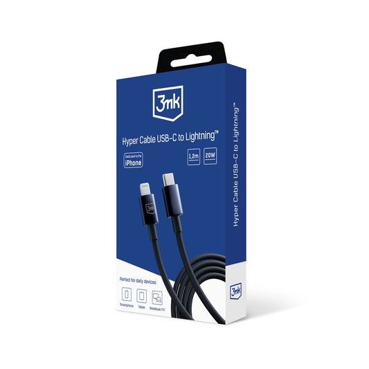 3mk Hyperkabel USB-C / Lightning 20W 1,2m - schwarz