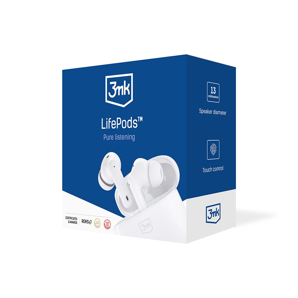 3mk LifePods kabellose In-Ear-Kopfhörer mit Bluetooth 5.3 ANC – Weiß