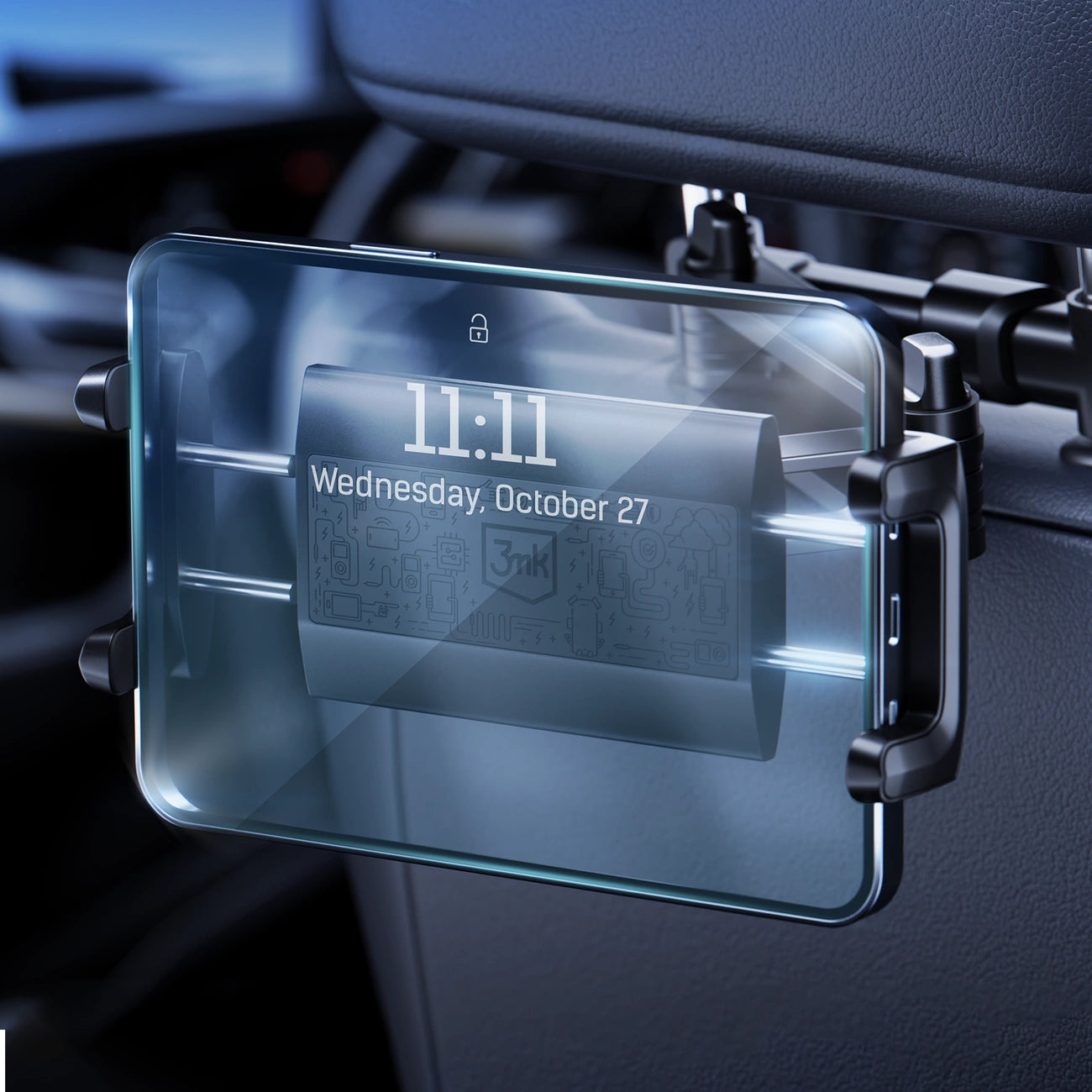 3mk Single Headrest Autotelefonhalter für eine einzelne Kopfstütze – schwarz