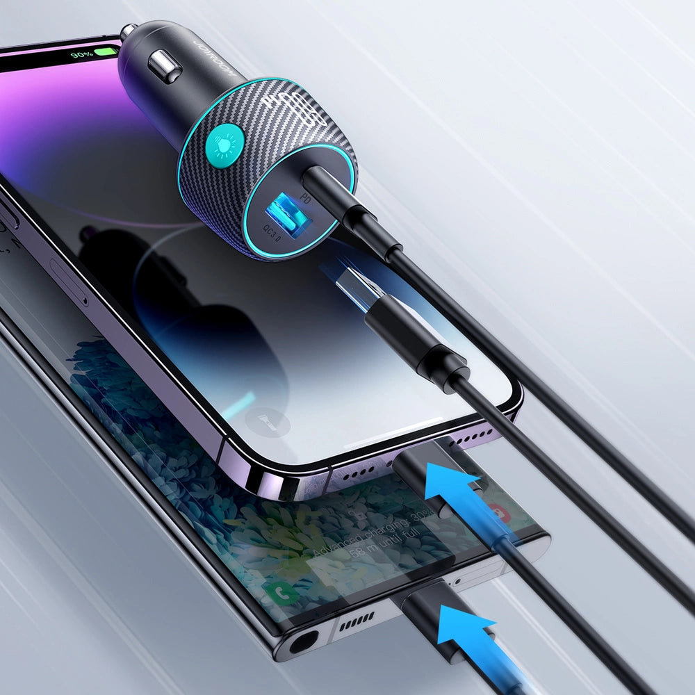 60W USB-C USB-A Autoladegerät Joyroom JR-CCN01 - Schwarz