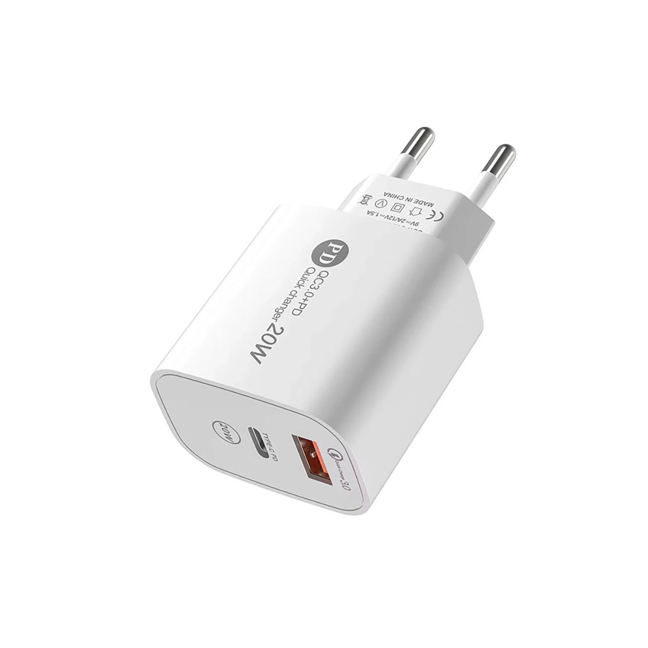 A6MaxL 20W USB-A USB-C Wandladegerät mit 1m USB-C - Lightning Kabel - Weiß