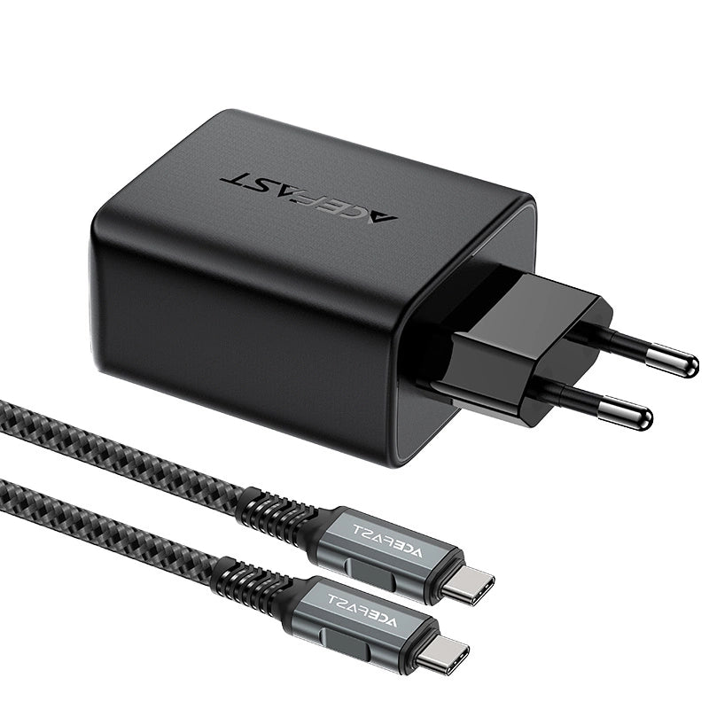 Acefast 2in1 Ladegerät GaN 65W USB Type C / USB, Adapter HDMI Adapter 4K 60Hz (Set mit Kabel) schwarz (A17 schwarz)