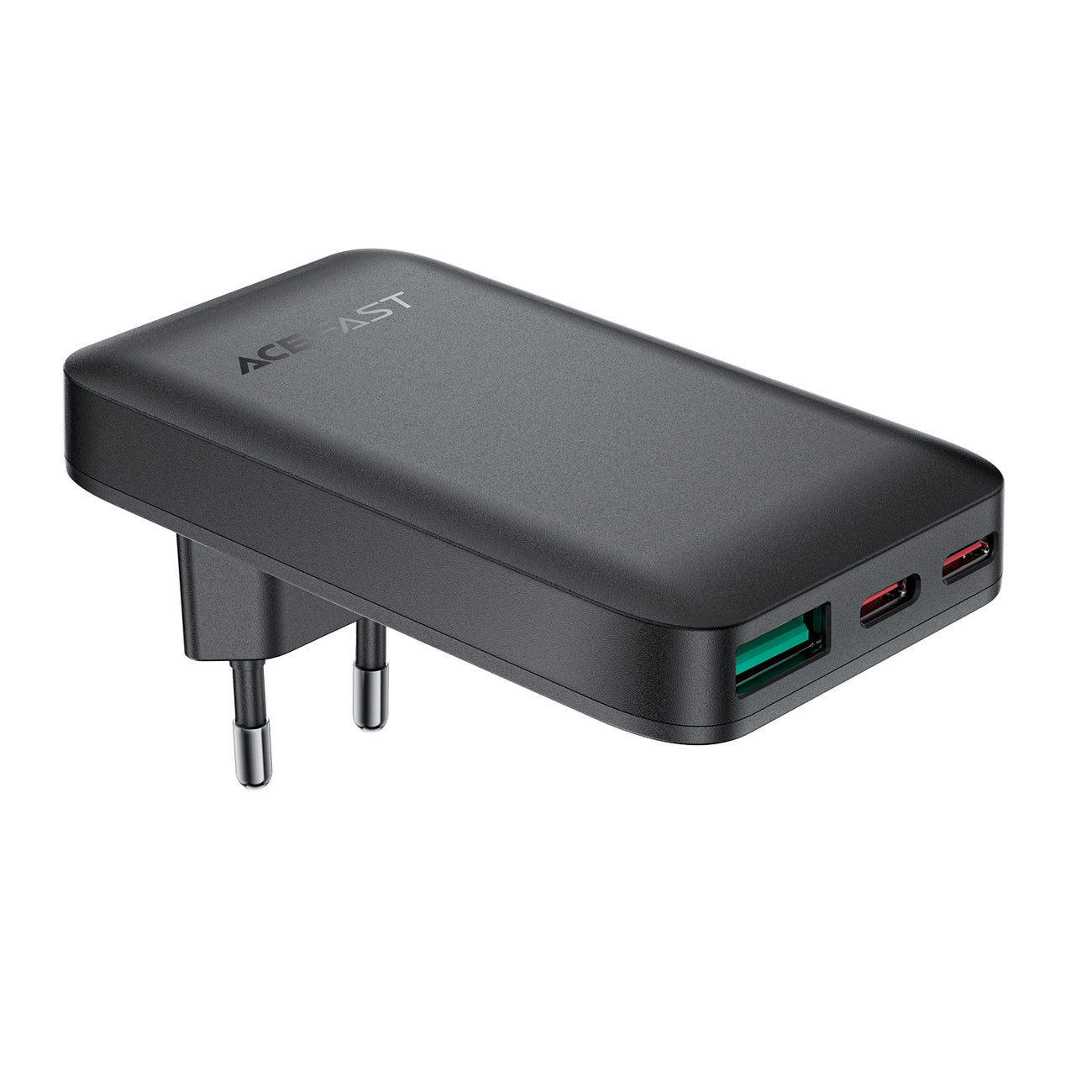 Acefast A100 65W GaN 2 USB-C+ USB-A Ladegerät ultradünn – Schwarz
