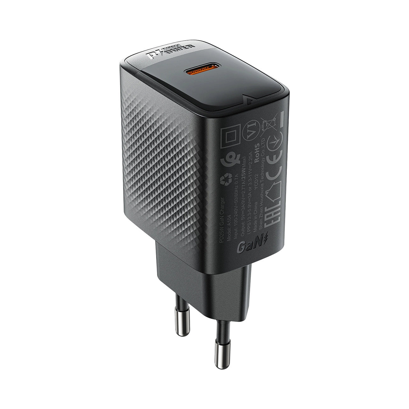 Acefast A104 GaN USB-C PD SFC 25W Netzwerkladegerät - Schwarz