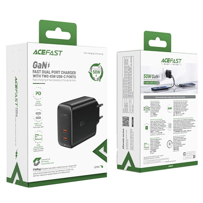 Acefast A29 PD50W GaN (USB-C + USB-C) Dual-Port-Ladegerät schwarz