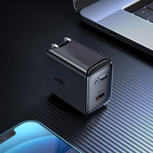 Acefast A3 PD20W Wandladegerät mit USB-C mit US-Anschluss – Schwarz