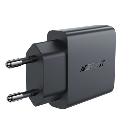 Acefast A69 PD 30W GaN USB-A USB-C ultraflaches Wandladegerät – Schwarz