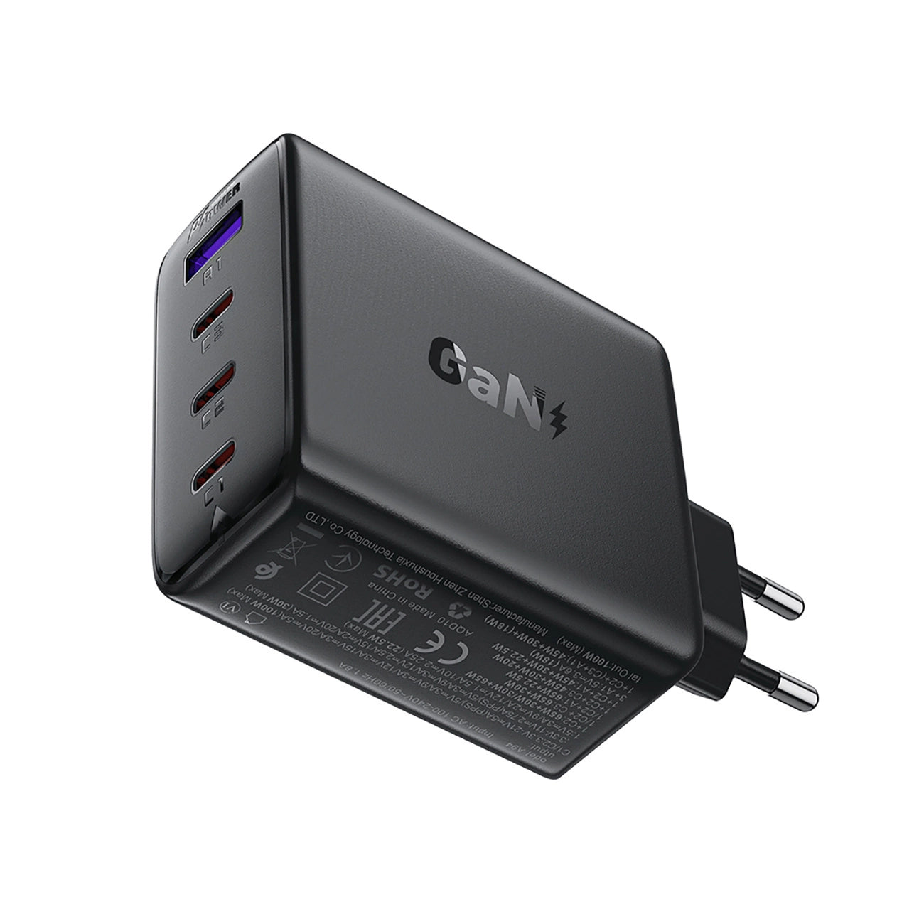 Acefast A94 GaN2 USB-A / 3x USB-C PD 100W Netzwerkladegerät - Schwarz