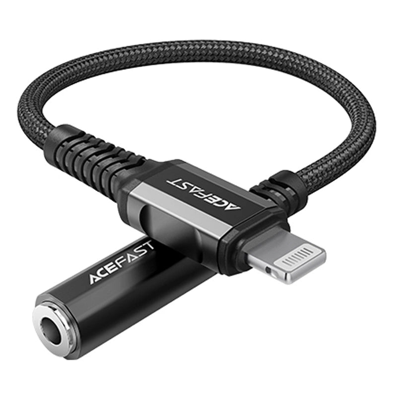Acefast Audiokabel MFI Lightning - 3,5 mm Miniklinke (weiblich) 18 cm, AUX schwarz (C1-05 schwarz)