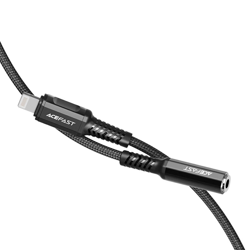 Acefast Audiokabel MFI Lightning - 3,5 mm Miniklinke (weiblich) 18 cm, AUX schwarz (C1-05 schwarz)