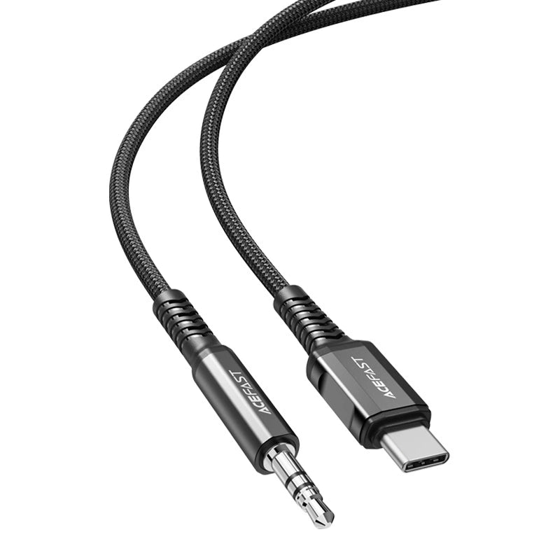 Acefast Audiokabel USB Typ C - 3,5 mm Miniklinke (männlich) 1,2 m, AUX schwarz (C1-08 schwarz)