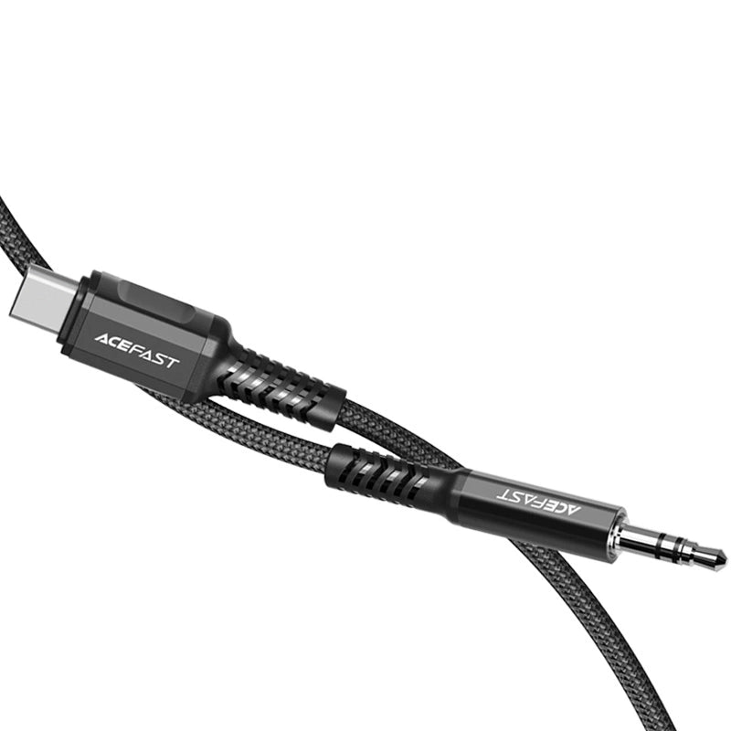 Acefast Audiokabel USB Typ C - 3,5 mm Miniklinke (männlich) 1,2 m, AUX schwarz (C1-08 schwarz)