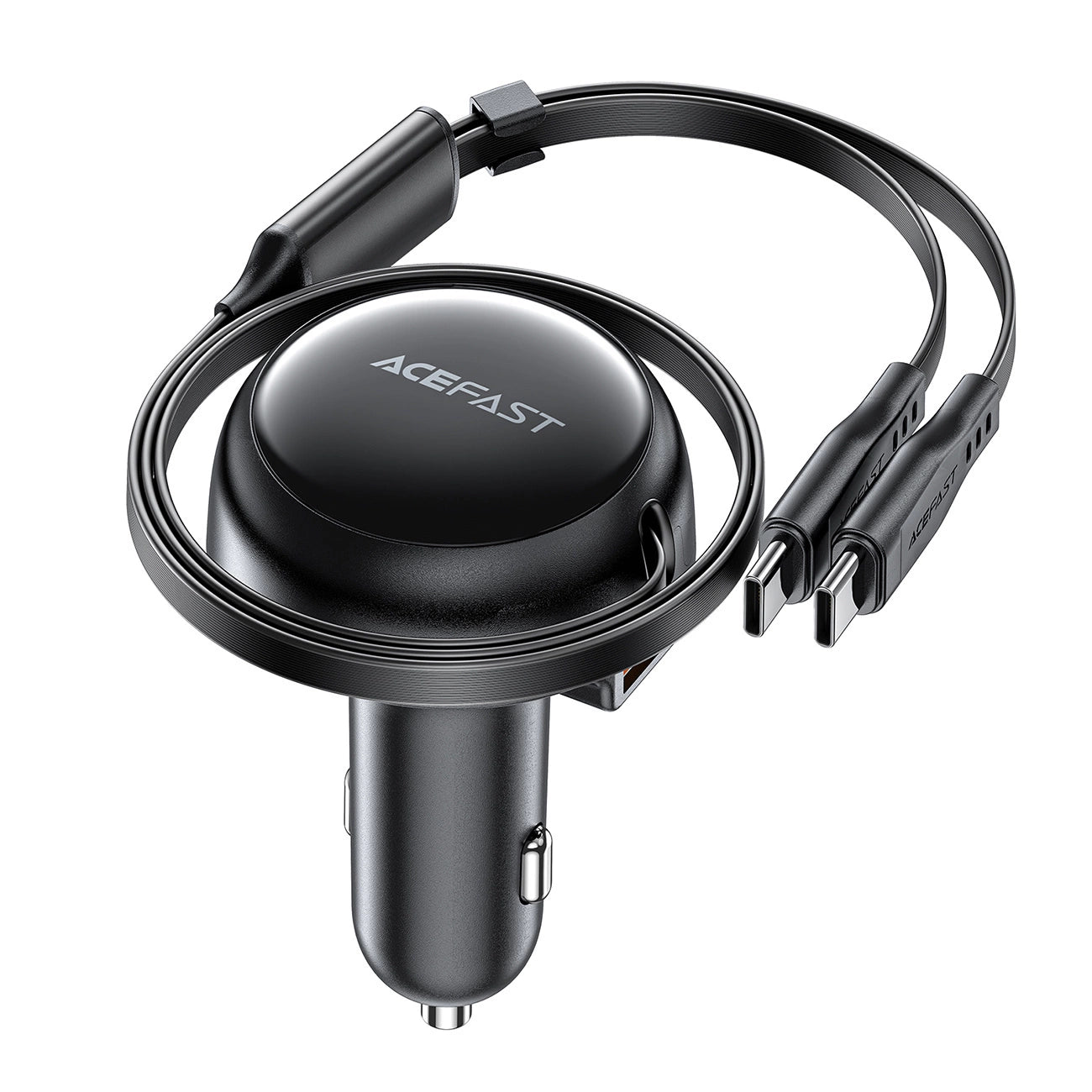 Acefast B13 Autoladegerät 53W USB-A / 2 USB-C Rollkabel - Schwarz