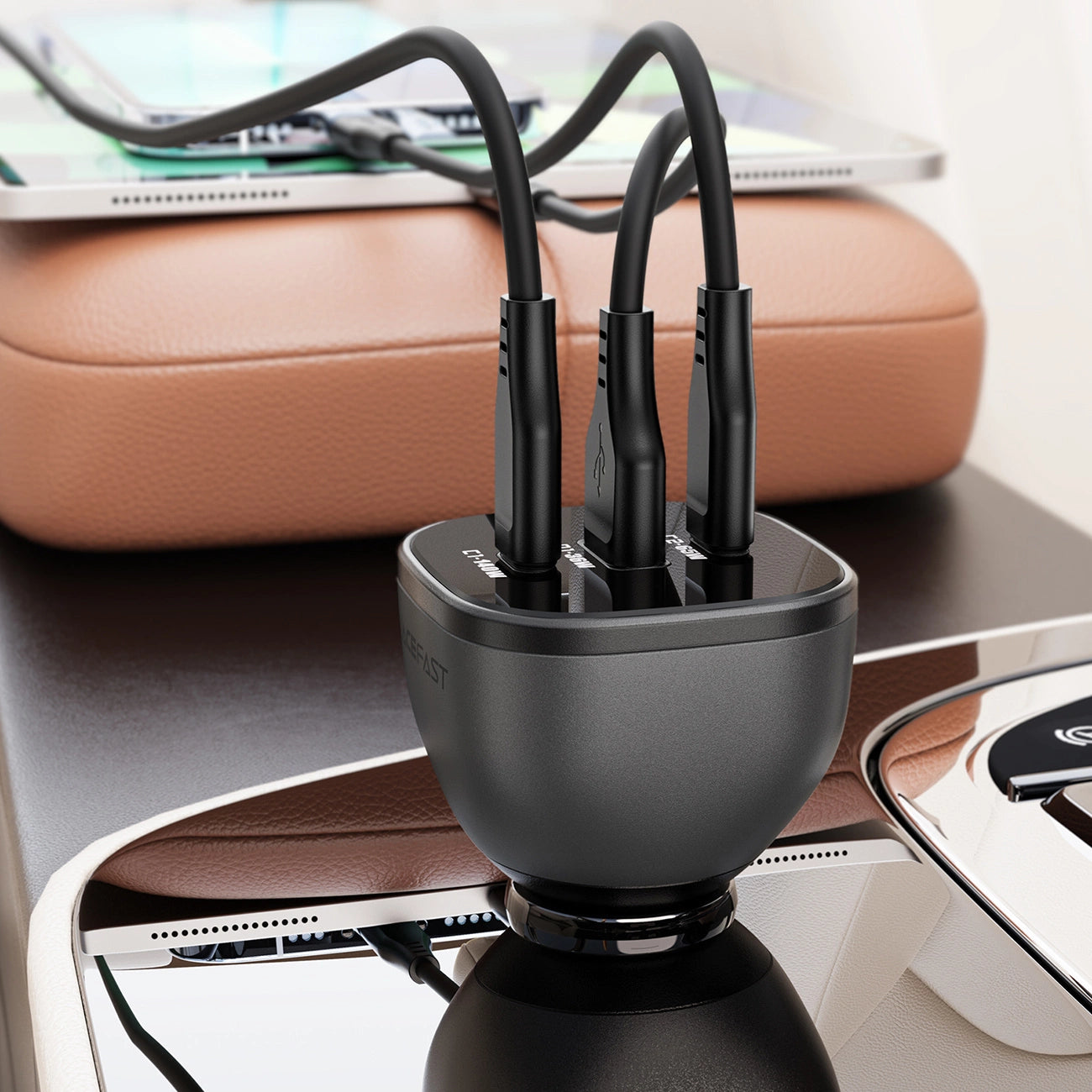 Acefast B14 Autoladegerät 165W 2x USB-C 1x USB-A - Schwarz