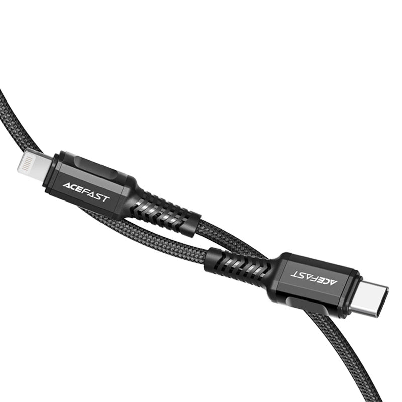 Acefast C1-01 Lightning – USB-C MFi PD-Kabel 30 W 3 A 480 Mbit/s 1,2 m – Schwarz