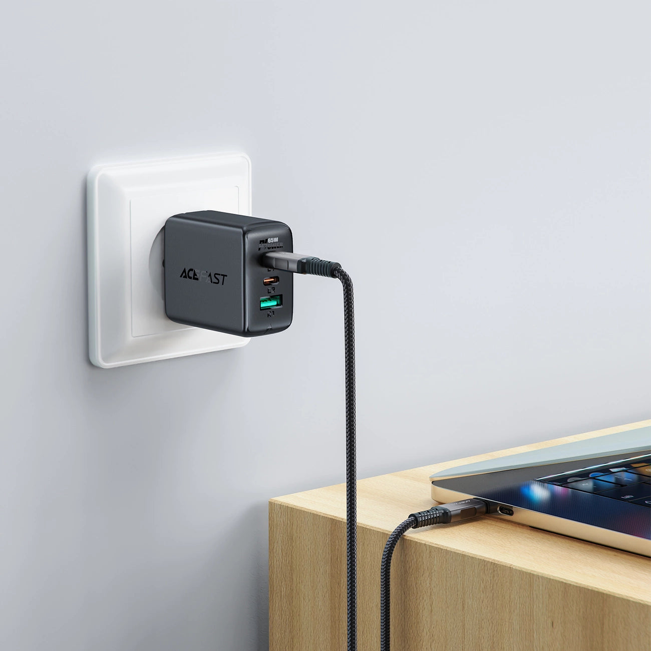 Acefast C1-09 USB-C / USB-C USB4 PD3.1 Kabel 5A 1m - grau-schwarz