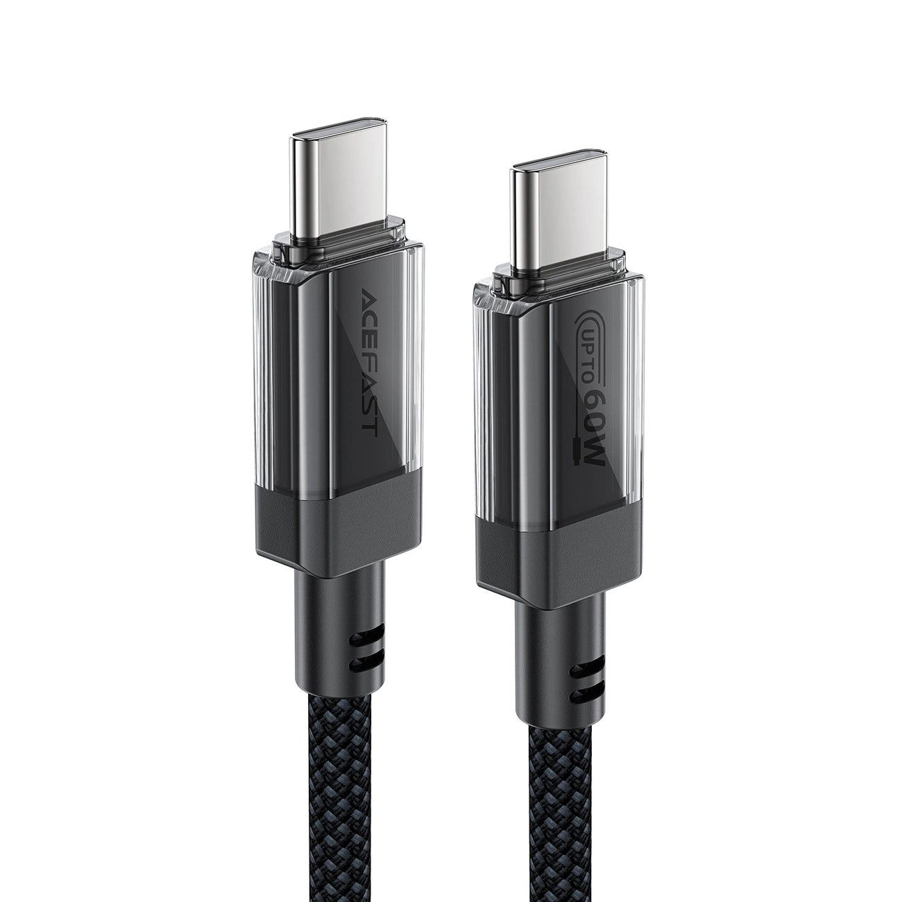 Acefast C12 USB-C / USB-C PD-Kabel 60 W 480 MB/mit Nylongeflecht – Schwarz