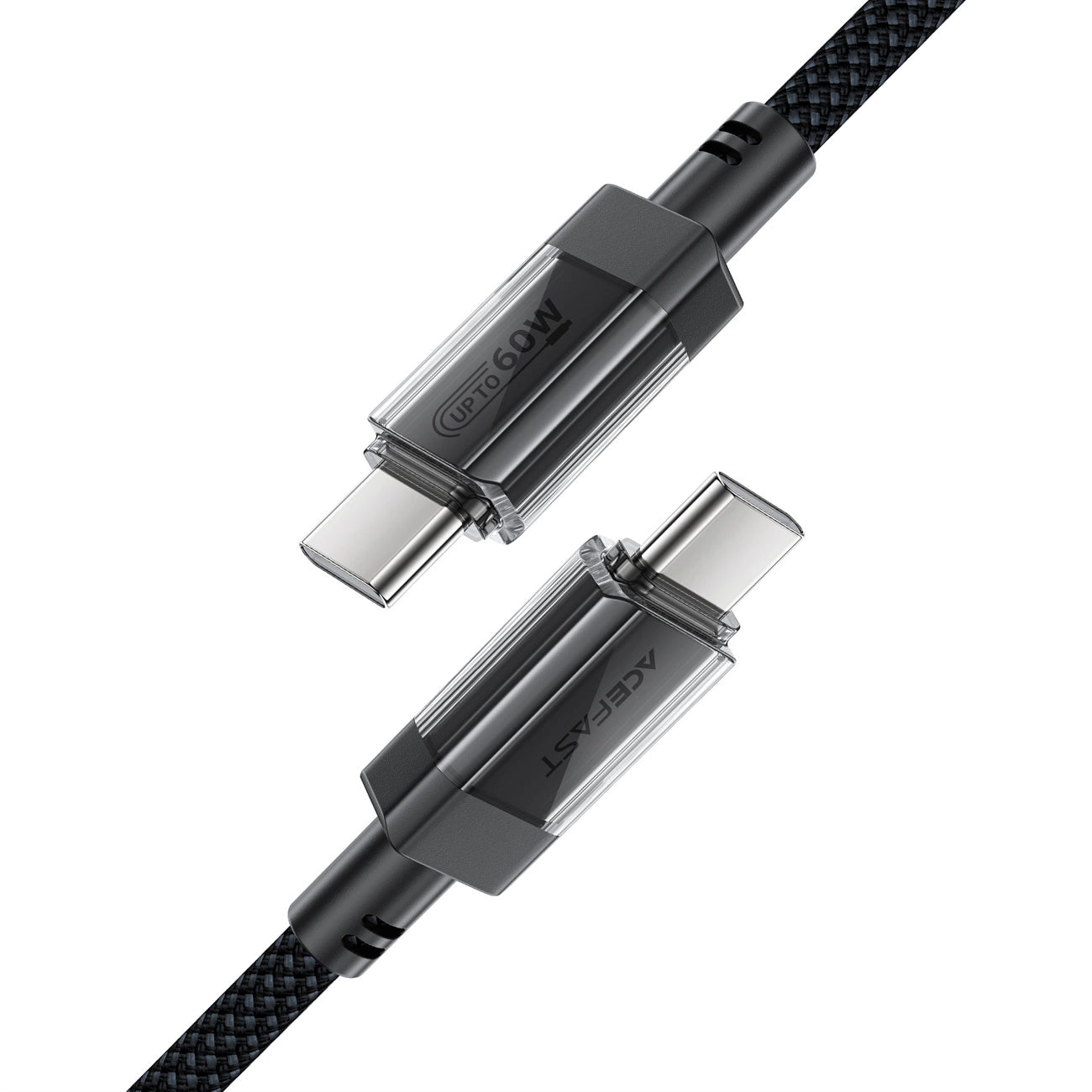 Acefast C12 USB-C / USB-C PD-Kabel 60 W 480 MB/mit Nylongeflecht – Schwarz