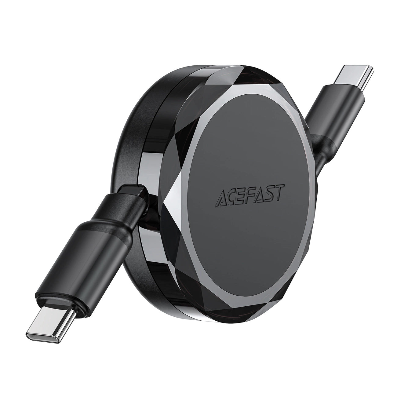 Acefast C13-03 USB-C – USB-C 60 W einziehbares Kabel – Schwarz