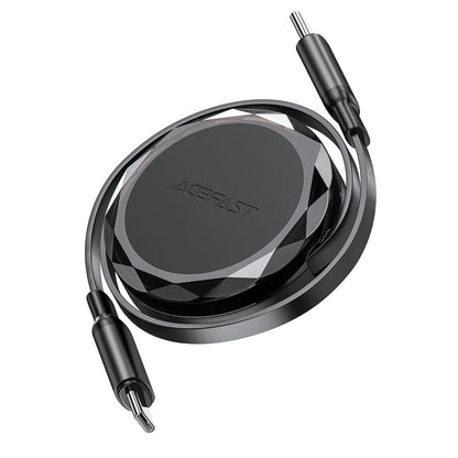 Acefast C13-03 USB-C – USB-C 60 W einziehbares Kabel – Schwarz